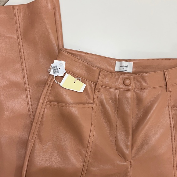 Aritzia Wilfred Rebel Pant High-waisted‎ Vegan Leather pants salmon pink - Picture 10 of 12